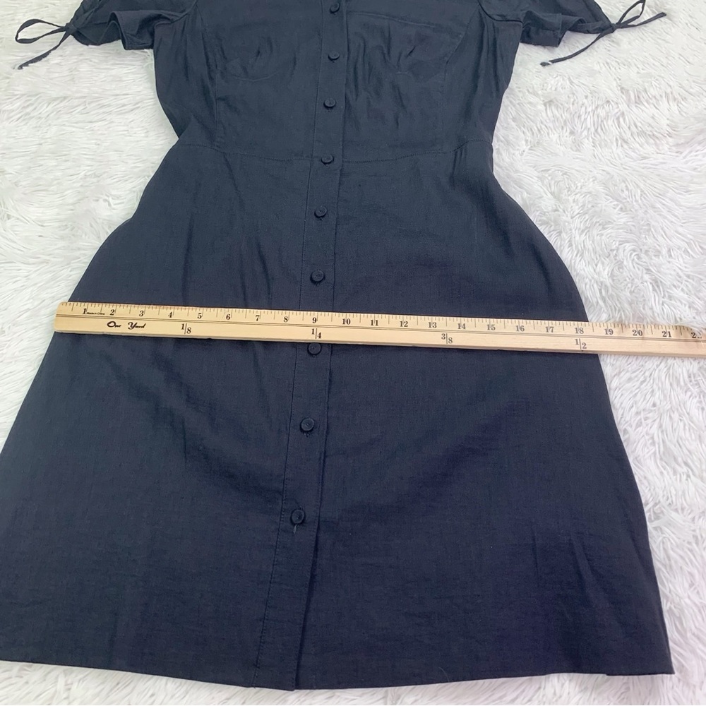 Theory short sleeve linen blend shirt Dress‎ in black button front - Picture 6 of 14
